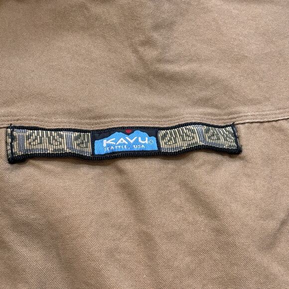 Kavu Canvas Pullover Jacket 1/4 Zip Throwshirt Men’s XL Khaki Tan Pockets - Picture 4 of 6